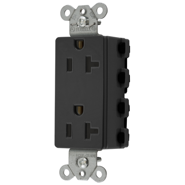 Hubbell Wiring Device-Kellems Straight Blade Devices, Receptacles, Style Line Decorator Duplex, SNAPConnect, 20A 125V, 2-Pole 3-Wire Grounding, Nylon, 5- 15R, Black, USA. SNAP2162BKNA